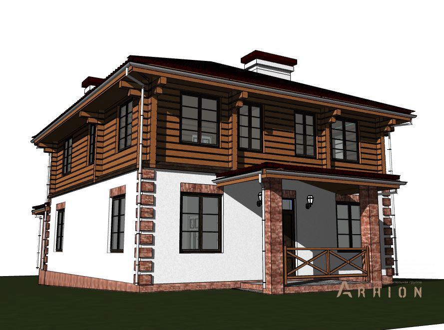 9. Проект двухэтажного дома в современном стиле с четырехскатной, hm-1247, площадью - 151 кв c терассой